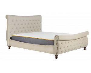 6ft Super King Copenhagen Chesterfield Scroll Back Velour Upholstered Bed Frame